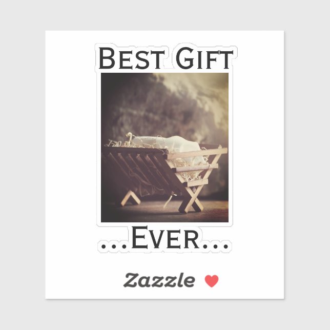 Sticker Meilleur cadeau Ever Noël Baby in Manger (Feuille)