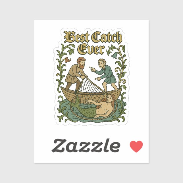 Sticker Meilleur Catch Ever - Histoires de pêche Mème médi (Feuille)