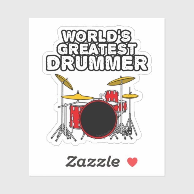 Sticker Meilleur Drummer du monde, Drum Kit Musician Funny (Feuille)