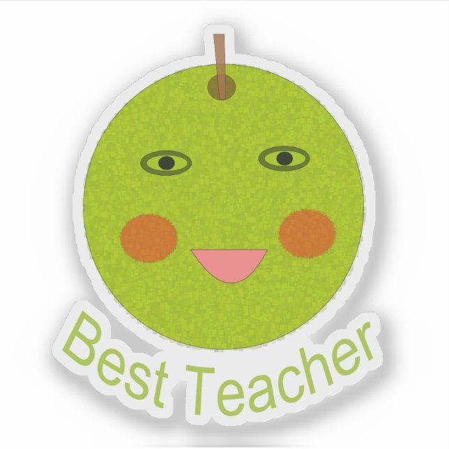 Sticker Meilleur Enseignant Bonne Pomme Façonnée (Devant)