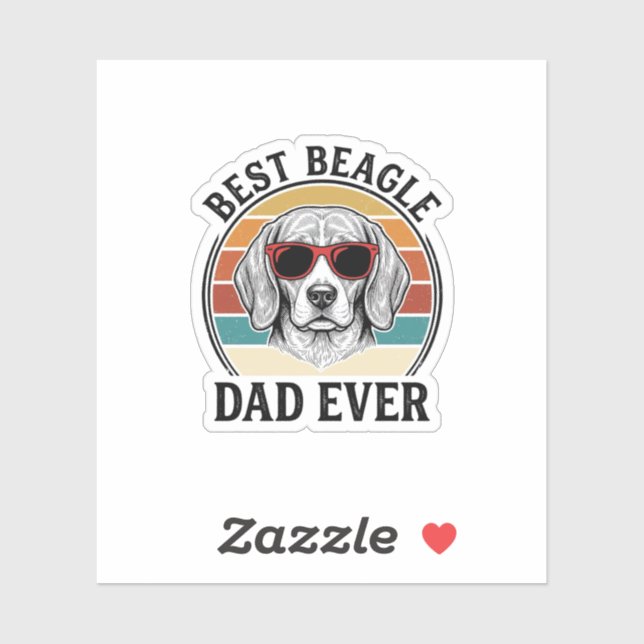 Sticker Meilleur papa Beagle de tous les temps Design de t (Feuille)