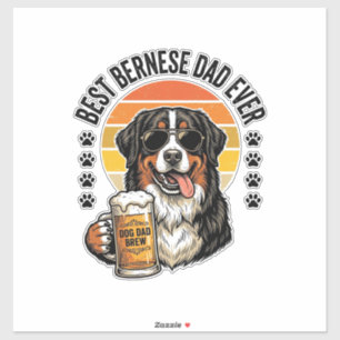 Sticker Meilleur Papa Bernois Vintage T-Shirt Bière Chien