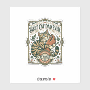 Sticker Meilleur Papa Chat Maman Papa Parent Vintage Vecto