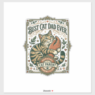 Sticker Meilleur Papa Chat Maman Papa Parent Vintage Vecto