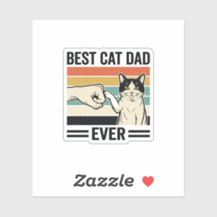 Sticker Meilleur Papa Chat Rétro Chemise Fist Bump Chat_1