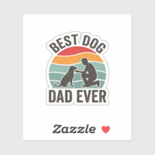 Sticker Meilleur Papa Chien Ever Vintage Sunset Conception