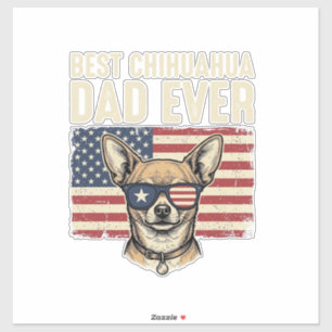 Sticker Meilleur papa Chihuahua de tous les temps Vintage