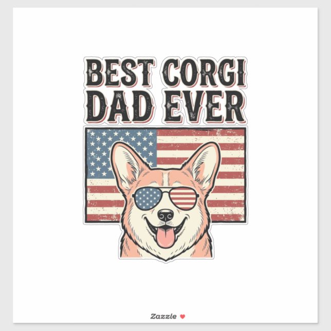 Sticker Meilleur papa Corgi de tous les temps T-shirt vint (Feuille)