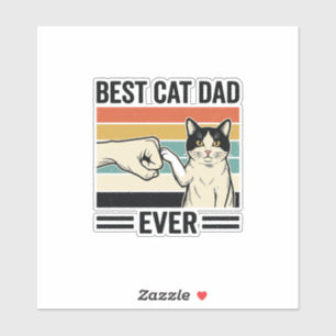 Sticker Meilleur Papa de Chat Retro Chat Poing en l'air T-