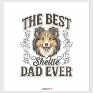Sticker Meilleur papa de Sheltie vintage conception de ama