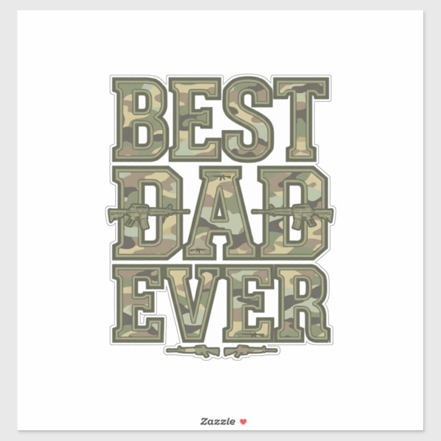 Sticker Meilleur Papa de Tous les Temps Camo Design de Gra (Feuille)