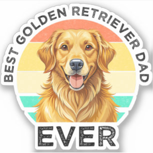 Sticker Meilleur Papa Golden Retriever de tous les temps