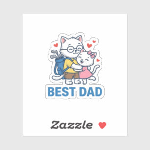 Sticker Meilleur Papa Golf Chat Câlin Mignon Design Vector