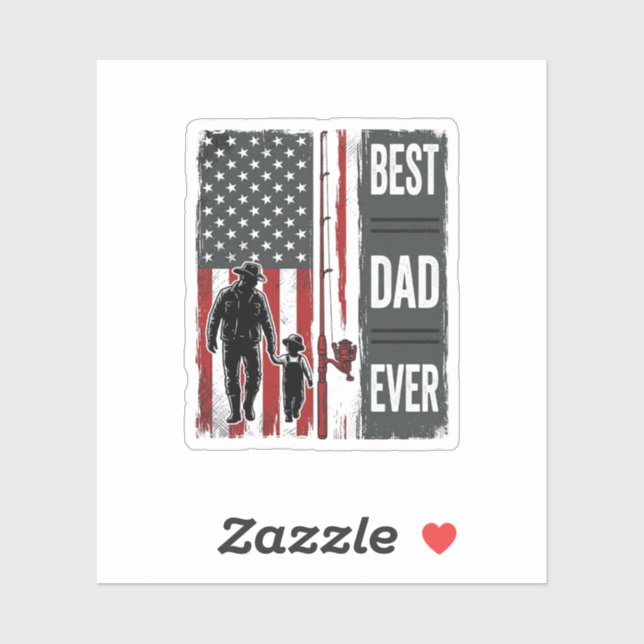 Sticker Meilleur Papa Jamais Drapeau de Pêche Design Vecto (Feuille)