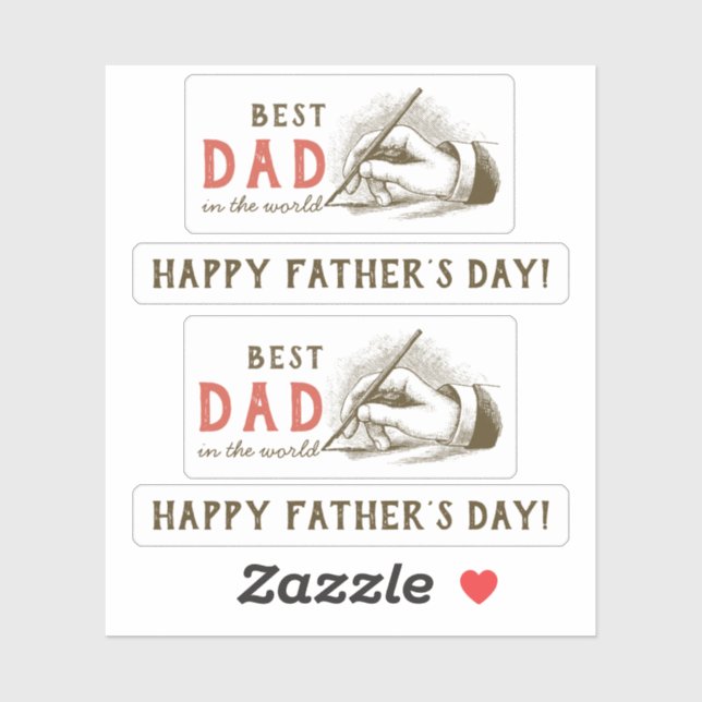 Sticker Meilleur papa mâle main tenant un stylo fontaine V (Feuille)