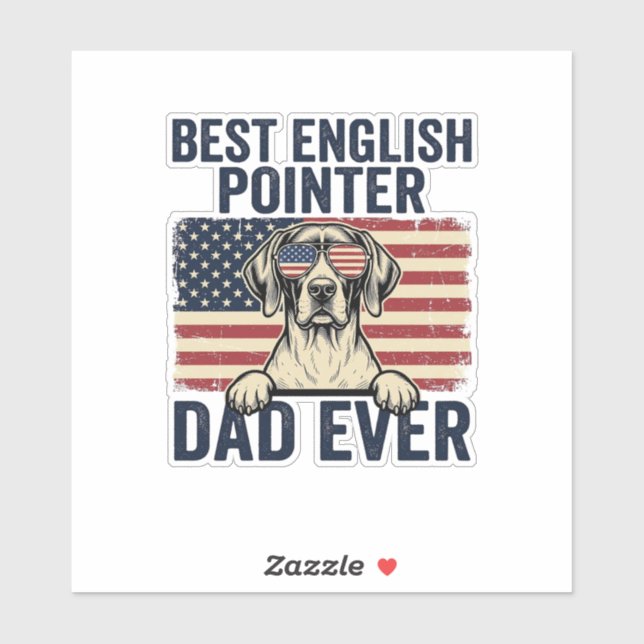 Sticker Meilleur Papa Pointer Anglais de tous les temps Ch (Feuille)