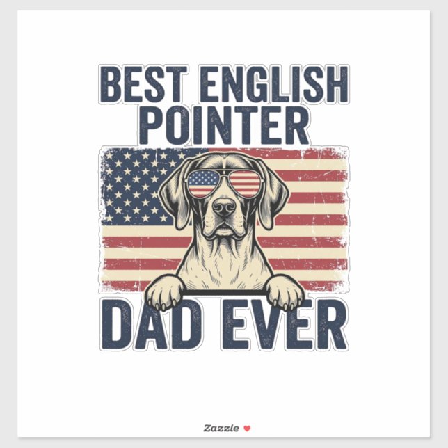 Sticker Meilleur Papa Pointer Anglais de tous les temps Ch (Feuille)