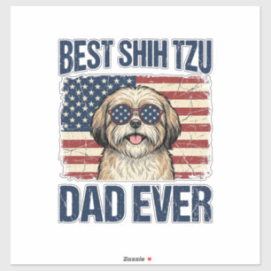 Sticker Meilleur papa Shih Tzu patriotique de tous les tem
