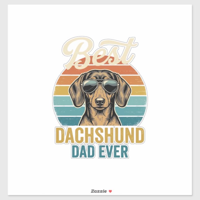 Sticker Meilleur papa teckel de tous les temps Design de t (Feuille)