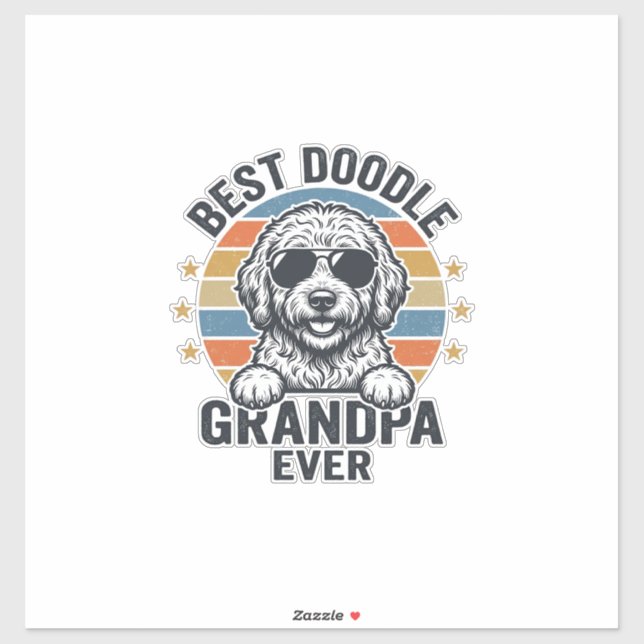 Sticker Meilleur Papy Doodle de tous les temps Design de T (Feuille)
