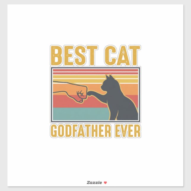 Sticker Meilleur Parrain de Chat de tous les temps Design  (Feuille)