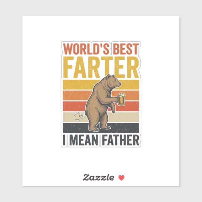 Sticker Meilleur Pétomane Drôle Papa Ours du Monde (Feuille)
