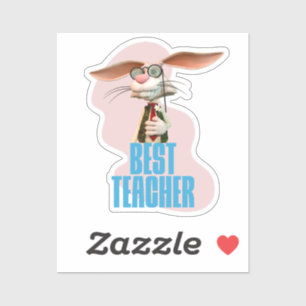 Sticker Meilleur Professeur Lapin Drôle Humour de Classe