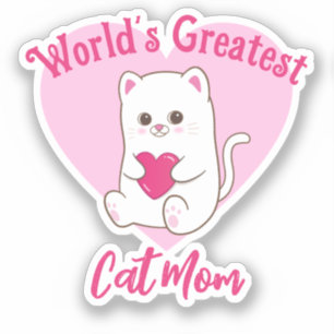 Sticker Meilleure maman chatte du monde Drôle mignon Coeur