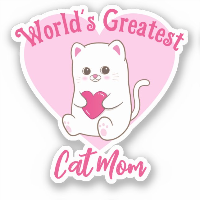 Sticker Meilleure maman chatte du monde Drôle mignon Coeur (Recto)