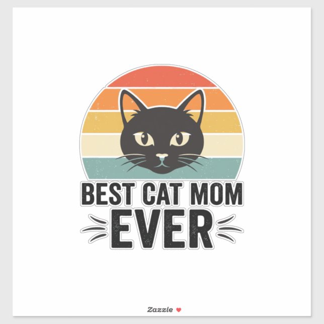 Sticker Meilleure Maman de Chat Retro Visage de Chat Desig (Feuille)