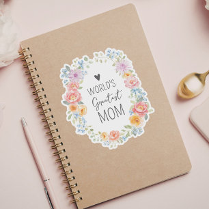 Sticker Meilleure Maman du Monde Fleurs Colorées Fête des 