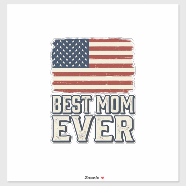 Sticker Meilleure Maman Ever Vintage American Flag Concept (Feuille)