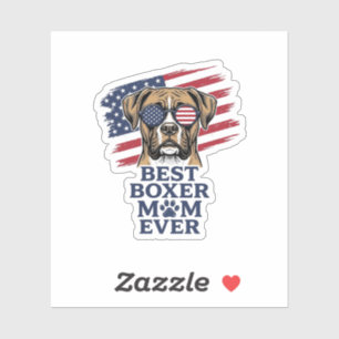Sticker Meilleure Mère Boxer Patriote T-shirt pour Chien D