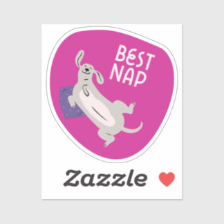 Sticker Meilleure nap mignon chien illustré fuchsia