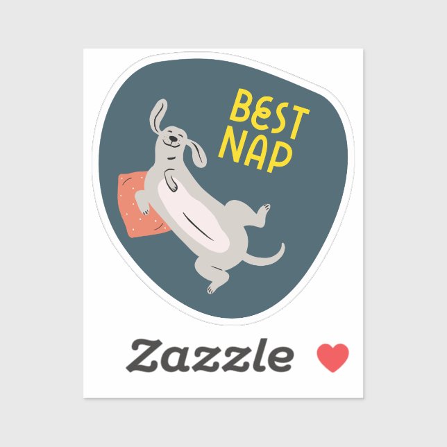 Sticker Meilleure nap mignon chien illustré marine (Feuille)
