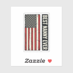 Sticker Meilleure Nounou Patriote Vintage Drapeau Chemise