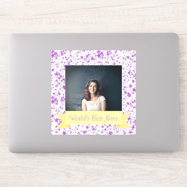 Sticker Meilleure photo de nièce sur mesure avec étoiles v (Ordinateur)