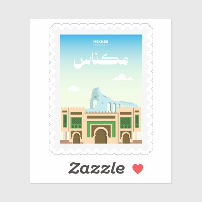 Sticker Meknes Maroc Timbre-Poste Voyage (Feuille)