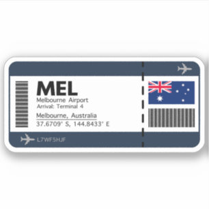 Sticker MEL Melbourne Boarding Pass - Airport Ticket
