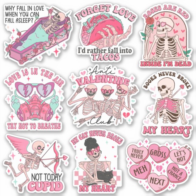 Sticker Mélange de Funny Retro Anti-Valentine Club Vinyl (Devant)