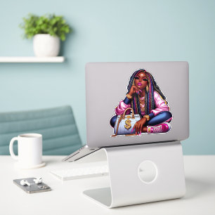 Sticker Mélanine Hustler Femme Afro-Américaine Hip Hop