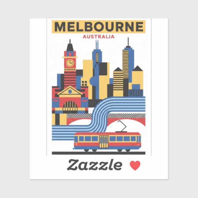 Sticker Melbourne Australie Skyline Voyage (Feuille)
