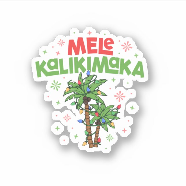 Sticker Mele Kalikimaka Hawaiian Christmas Palm Tree Light (Devant)