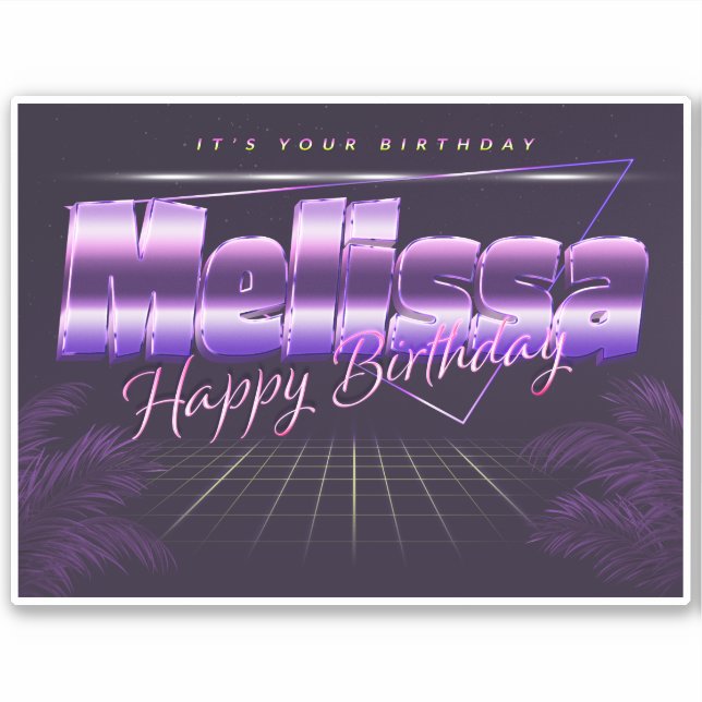 Sticker Melissa Nom Prénom lila retro Broker (Devant)