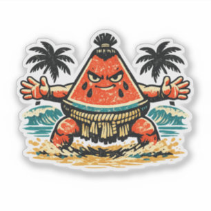 Sticker Melon Shogun Plage Sumo — Vintage Été Warr
