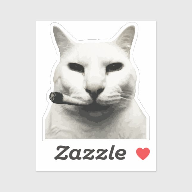 Sticker Mème de chat drôle cool fumant une cigarette (Feuille)