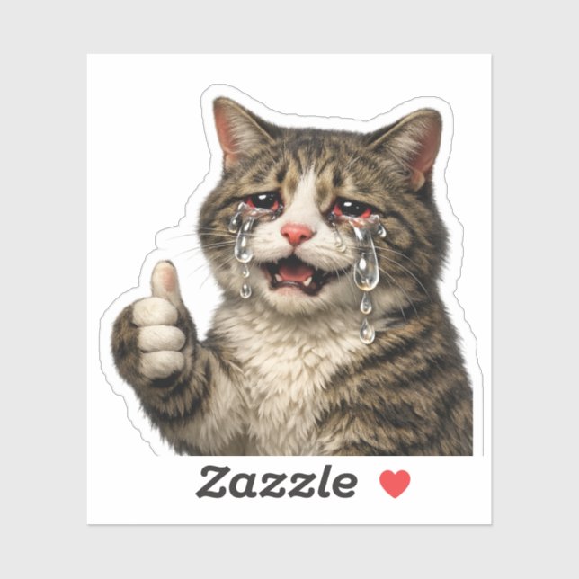 Sticker Mème de chaton pleurant drôle et identifiable (Feuille)
