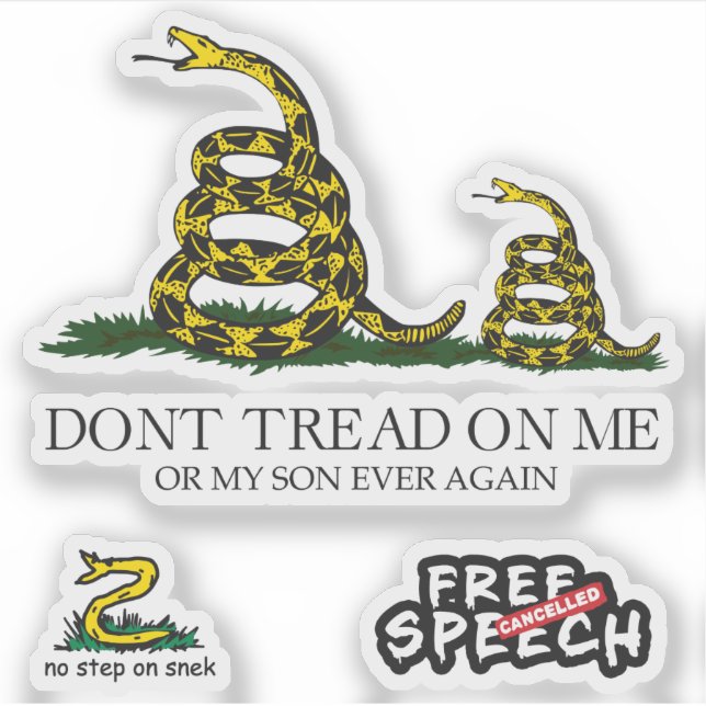 Sticker Mèmes parodiques du drapeau de Gadsden Snekright x (Devant)