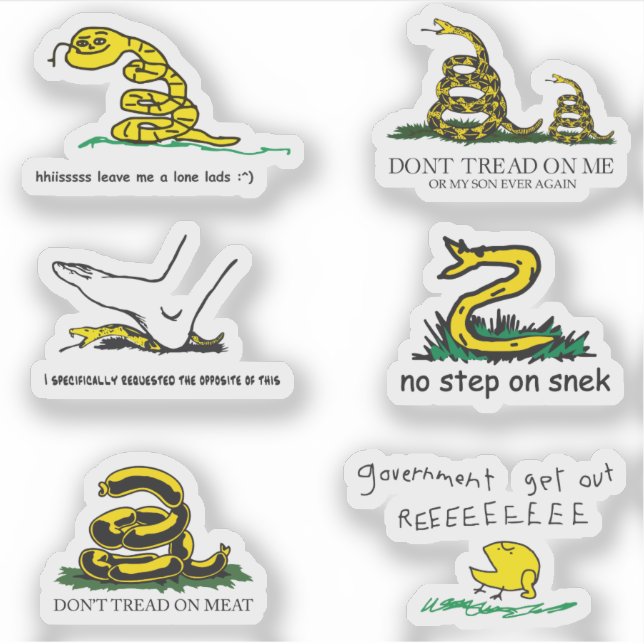 Sticker Mèmes parodiques du drapeau de Gadsden Snekright x (Devant)