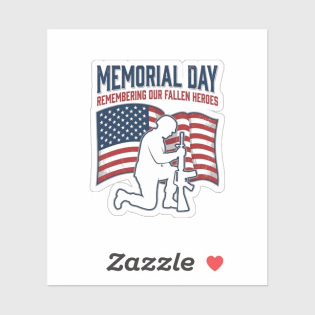 Sticker Memorial Day Fallen Heroes Patriotic Soldier Shirt (Feuille)